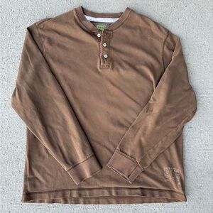 SOLD ELSEWHERE- Timberland Brown Long Sleeve Henley Shirt - Mens Size XL
